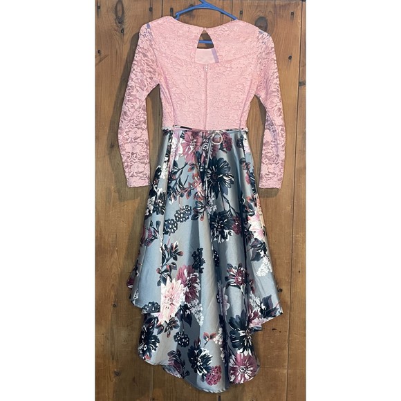 Speechless Girls Lace/Pink Bodice with Satin High/Low Dress - Size 14 - Picture 2 of 4